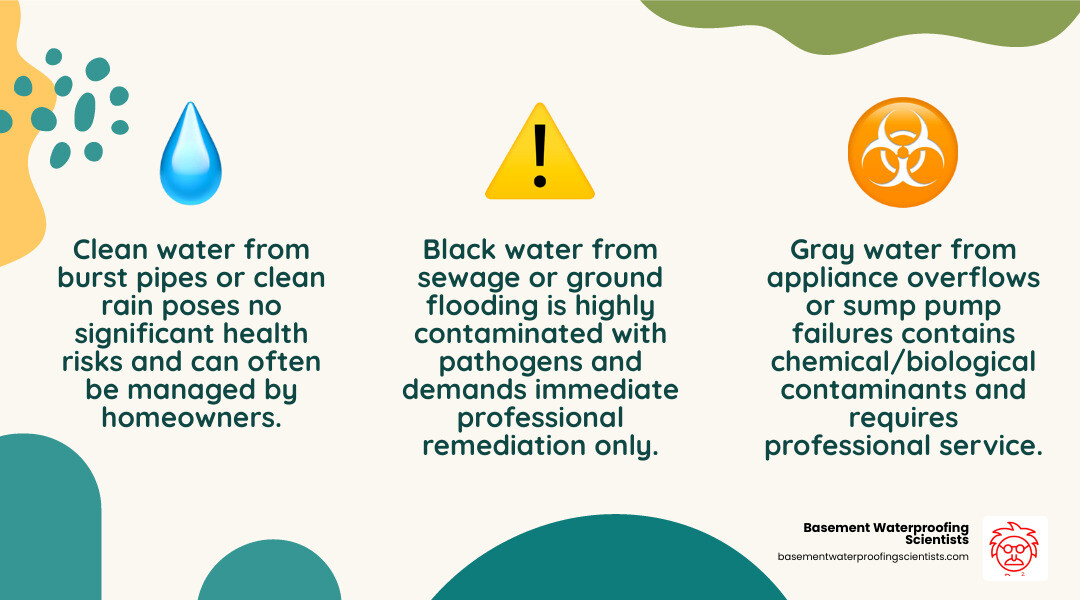 table comparing clean water, gray water, and black water damage - basement water removal service infographic 3_facts_emoji_nature table comparing clean water, gray water, and black water damage - basement water removal service infographic 3_facts_emoji_nature
