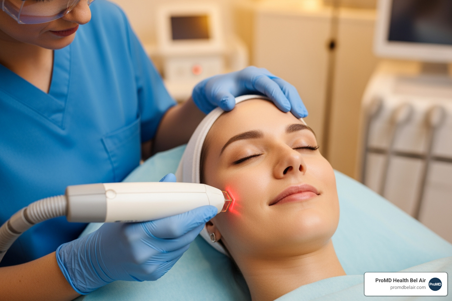 patient receiving a non-invasive laser treatment - facelift without surgery patient receiving a non-invasive laser treatment - facelift without surgery