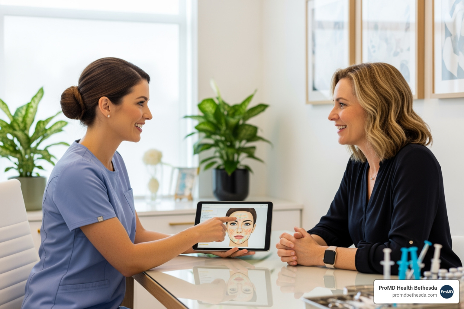 friendly consultation between a patient and an injector - botox bethesda friendly consultation between a patient and an injector - botox bethesda