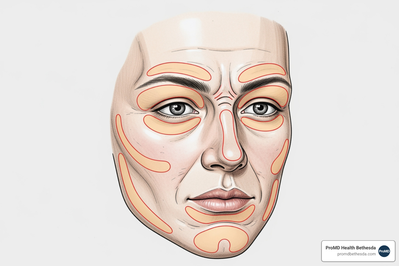 Clinical anatomic cosmetic units considered in soft tissue injections of the face - restore facial volume Clinical anatomic cosmetic units considered in soft tissue injections of the face - restore facial volume