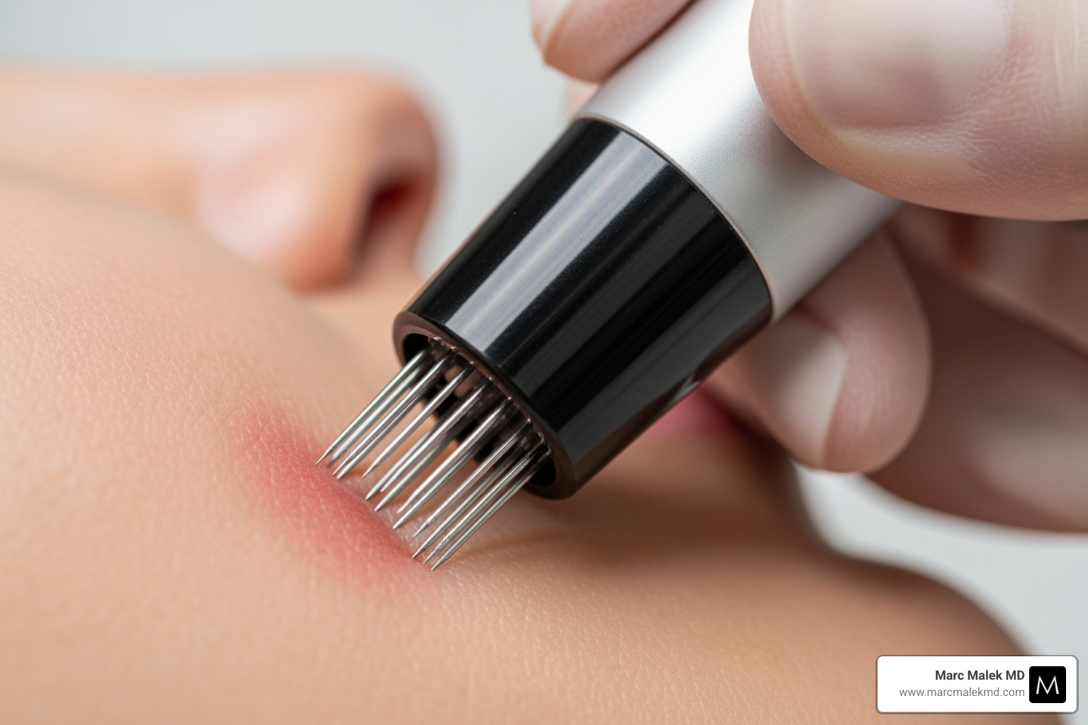 a microneedling handpiece being used on a patient's cheek - microneedling scottsdale a microneedling handpiece being used on a patient's cheek - microneedling scottsdale