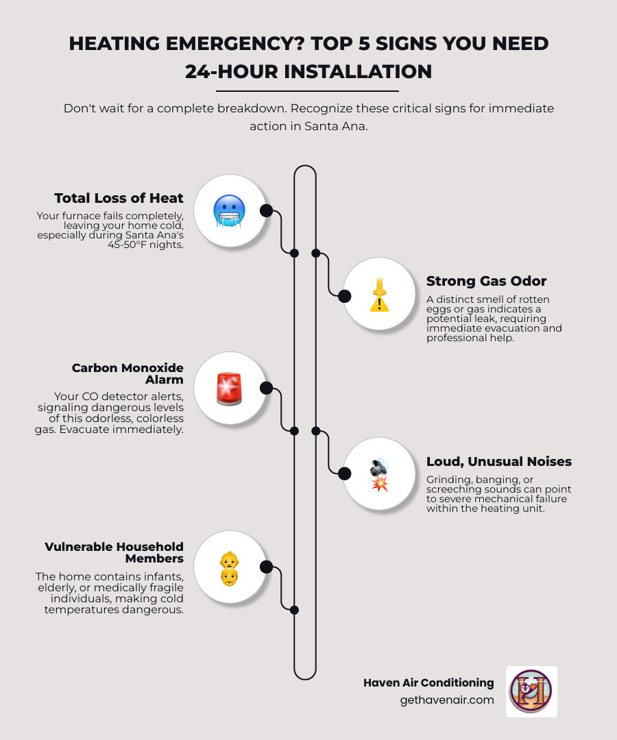 infographic showing emergency heating installation decision tree: signs of failure, who to call, what to expect, and average response times in Santa Ana - 24 hour heating installation in santa ana, ca infographic infographic-line-5-steps-elegant_beige infographic showing emergency heating installation decision tree: signs of failure, who to call, what to expect, and average response times in Santa Ana - 24 hour heating installation in santa ana, ca infographic infographic-line-5-steps-elegant_beige