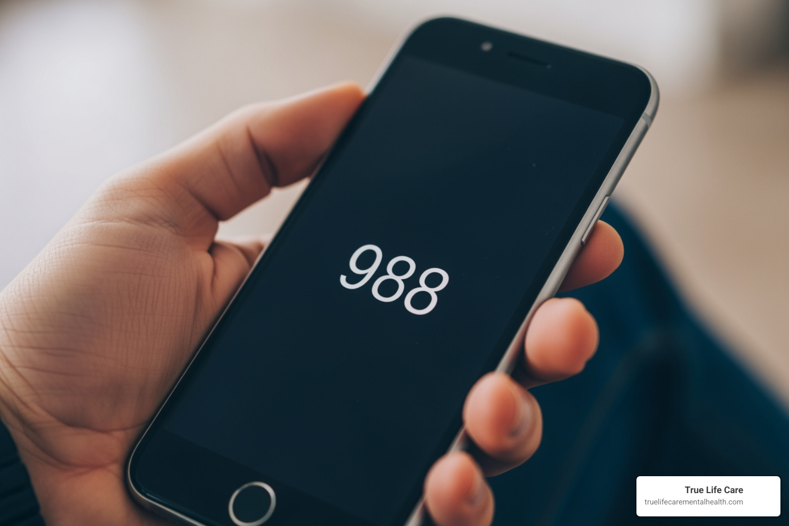 Smartphone displaying 988 crisis line number - Mental Health Treatment in Middlesex county NJ