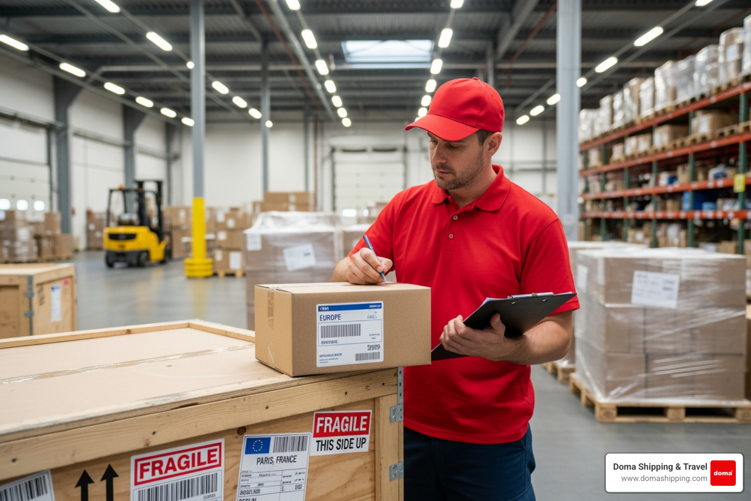 person inspecting package with checklist in hand - Best international shipping person inspecting package with checklist in hand - Best international shipping