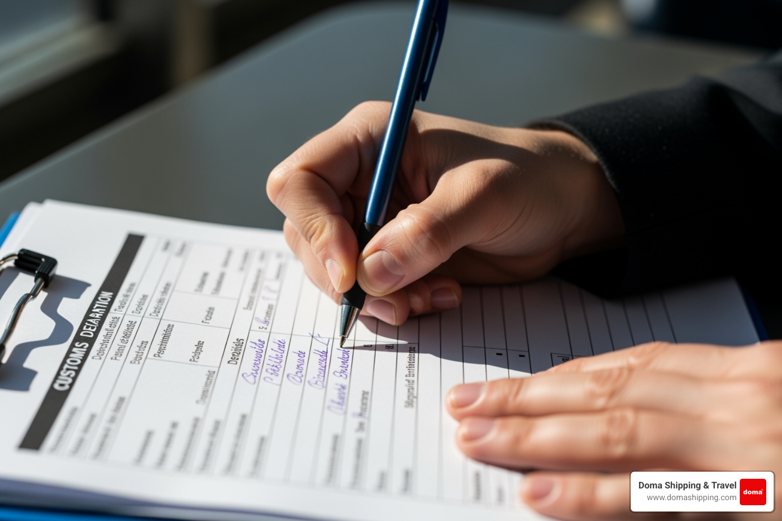 customs declaration form being filled out - Best international shipping customs declaration form being filled out - Best international shipping