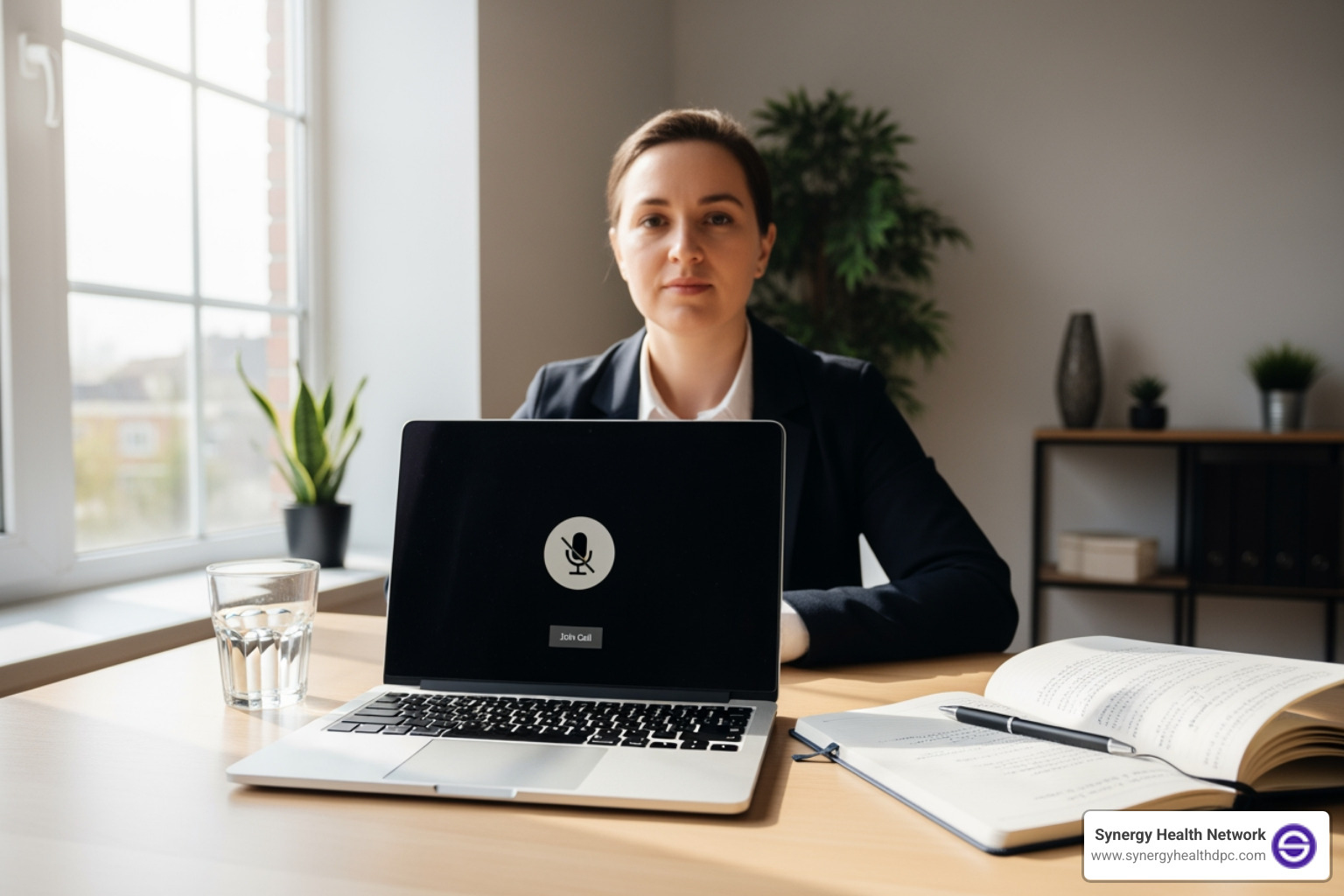 person preparing for a telehealth call with notes, a glass of water, and good lighting - telehealth online doctor person preparing for a telehealth call with notes, a glass of water, and good lighting - telehealth online doctor