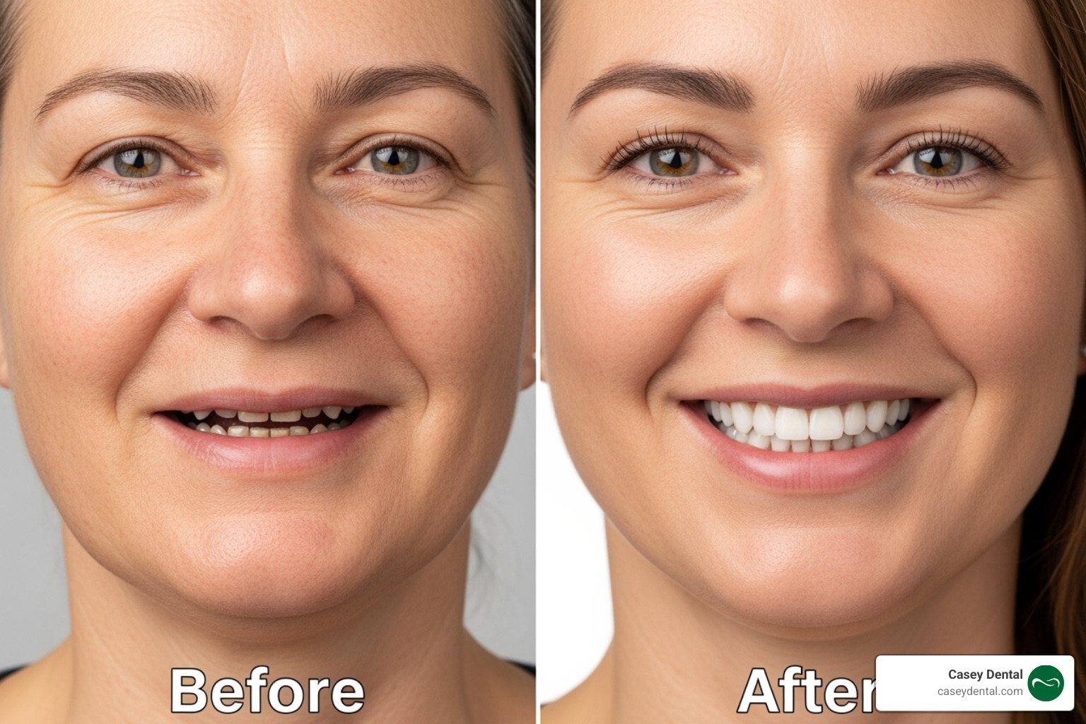 before-and-after comparison showing improved facial structure - all on 4 implants