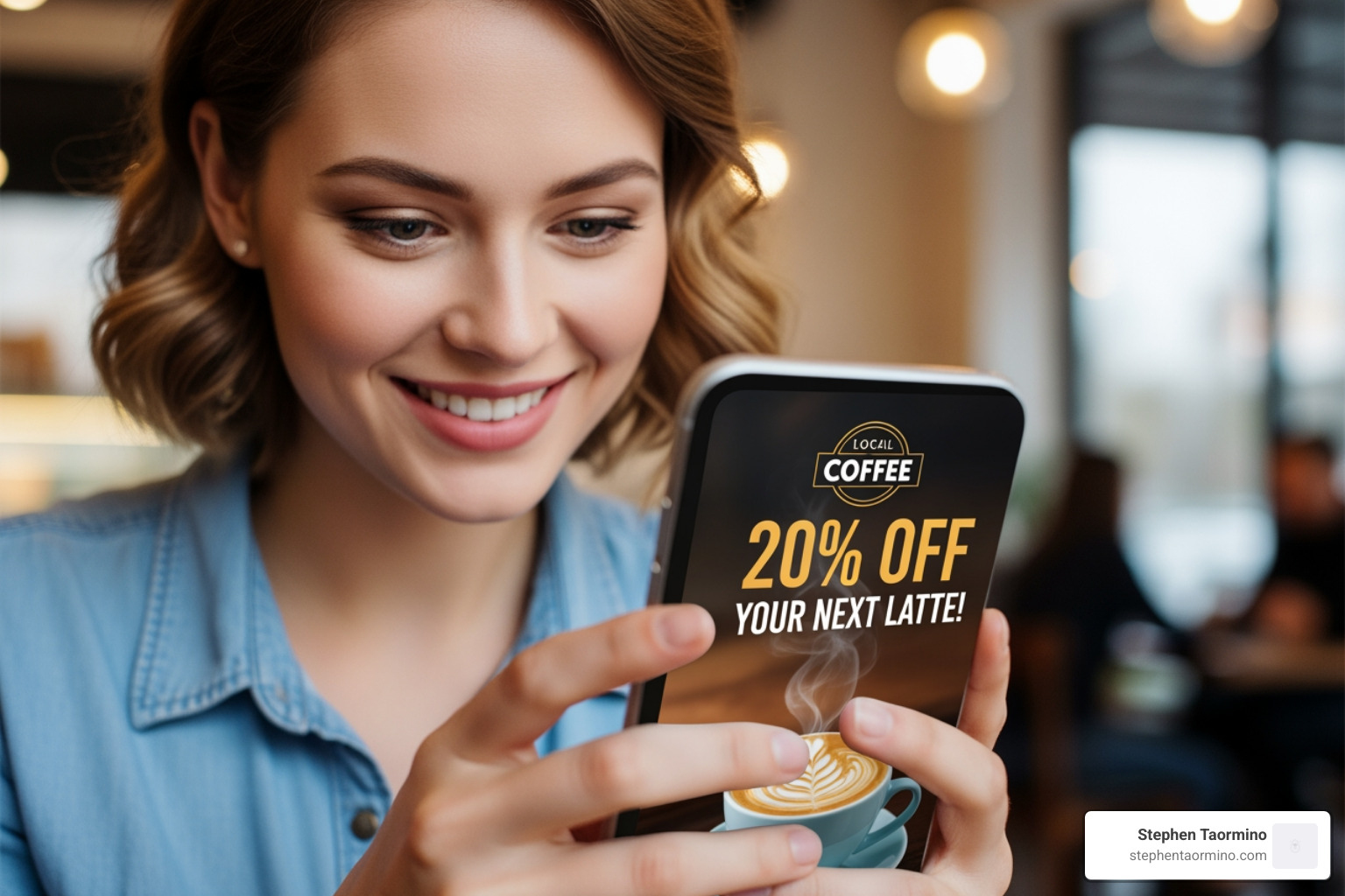 customer receiving a personalized offer on their smartphone - customer engagement