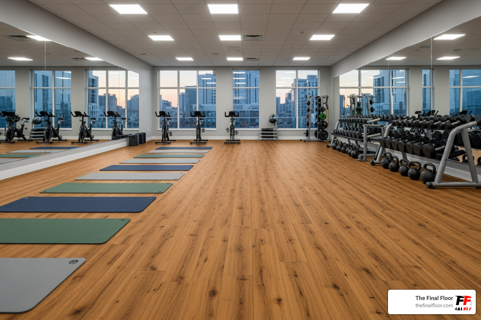 wood-look vinyl gym floor in a fitness studio - gym flooring wood-look vinyl gym floor in a fitness studio - gym flooring
