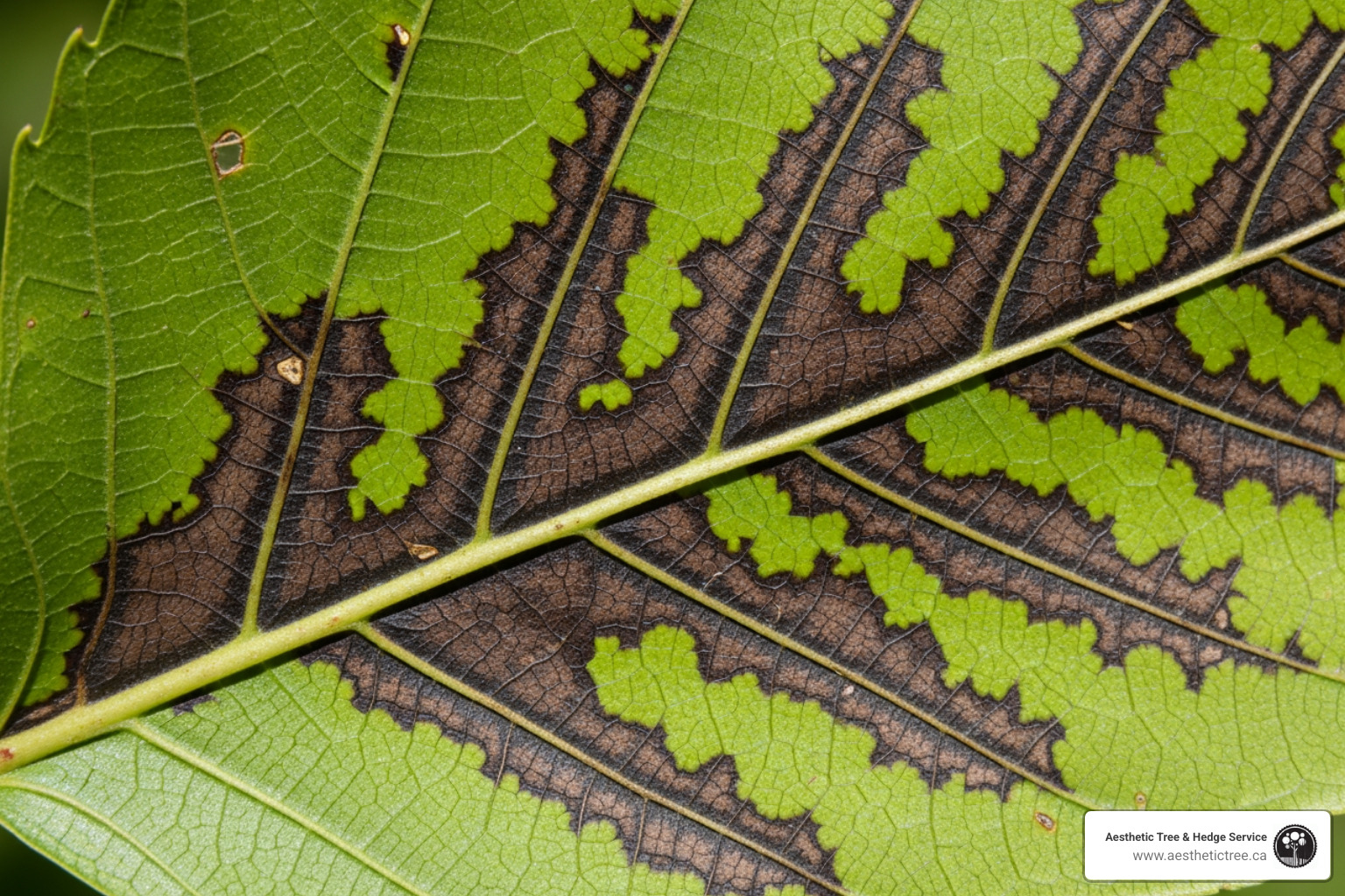 sycamore leaves with veinal necrosis - anthracnose fungal disease