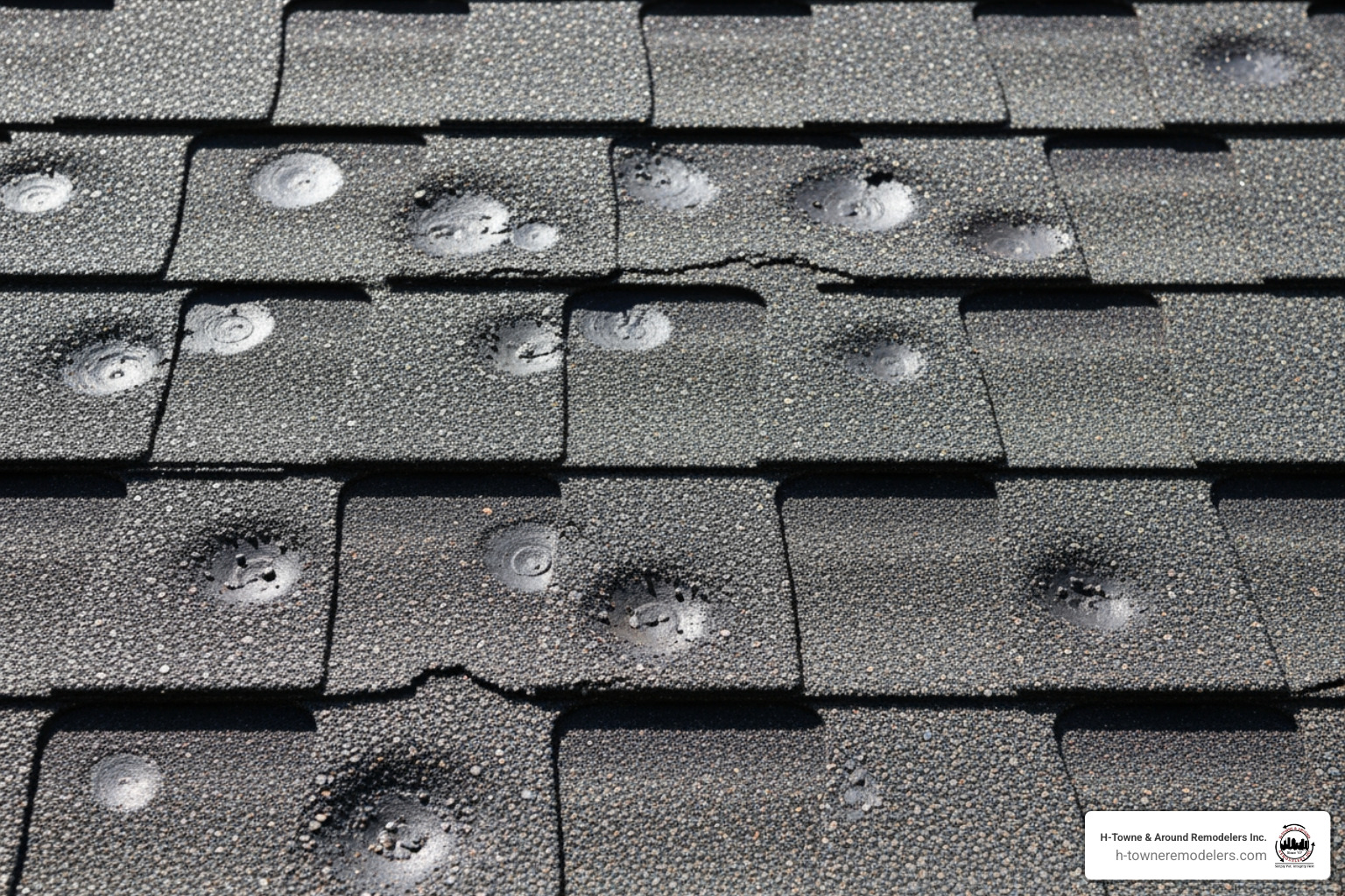 hail damage on asphalt shingles - emergency roof repair Houston