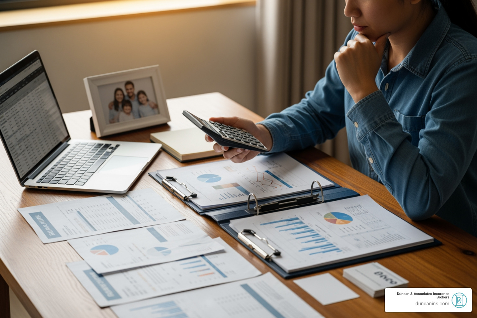 A person using a calculator to plan their family's financial future, emphasizing the importance of calculating coverage needs. - Term life insurance quotes