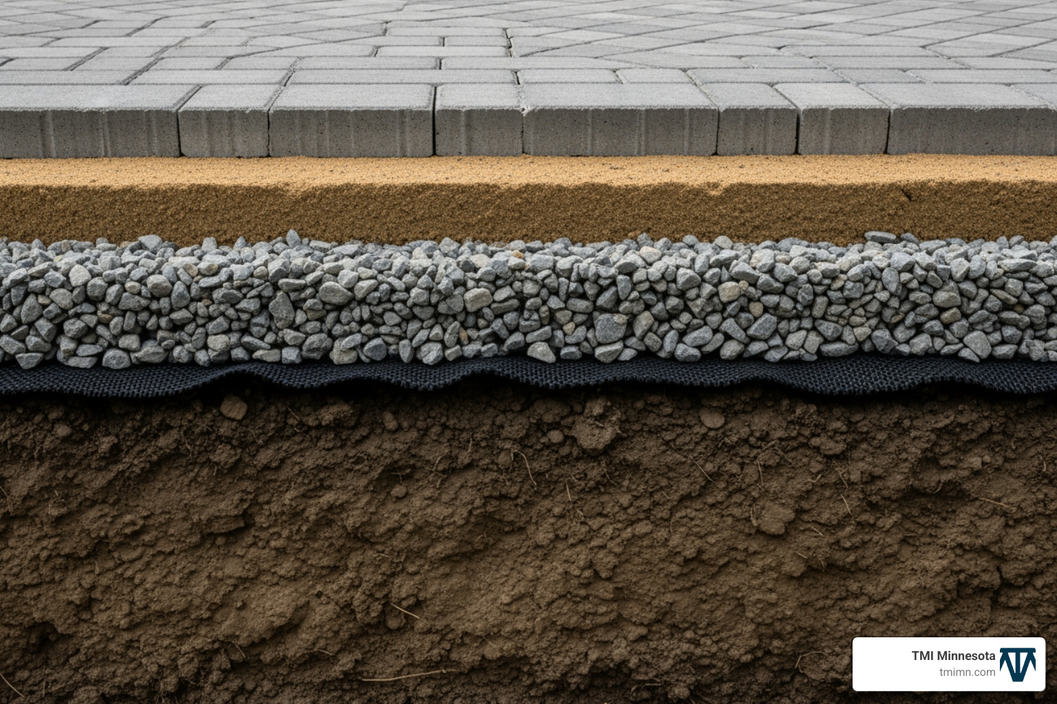 layered base preparation for a paver driveway - Concrete paver driveways