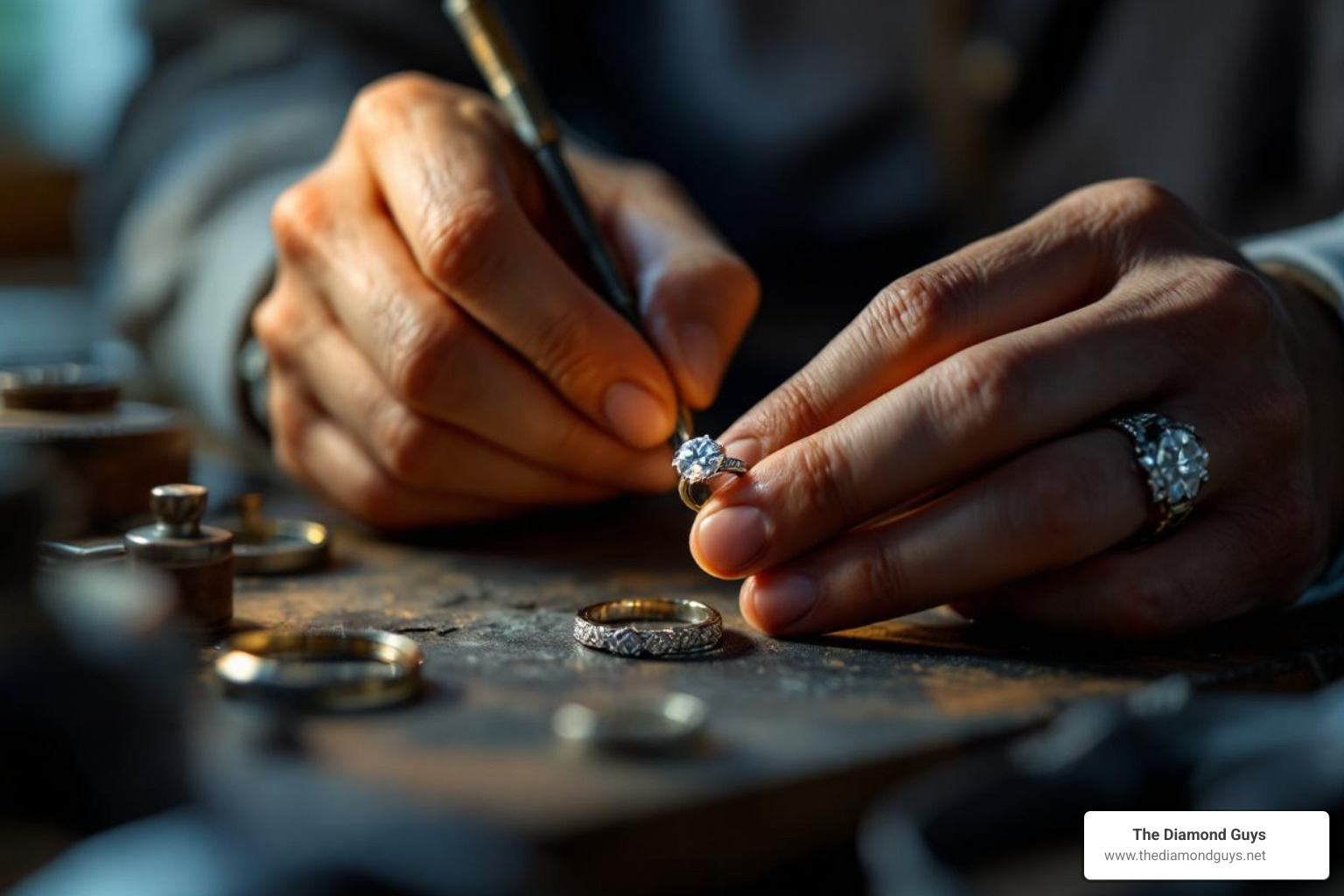 jeweler working on ring setting - handmade engagement rings los angeles jeweler working on ring setting - handmade engagement rings los angeles