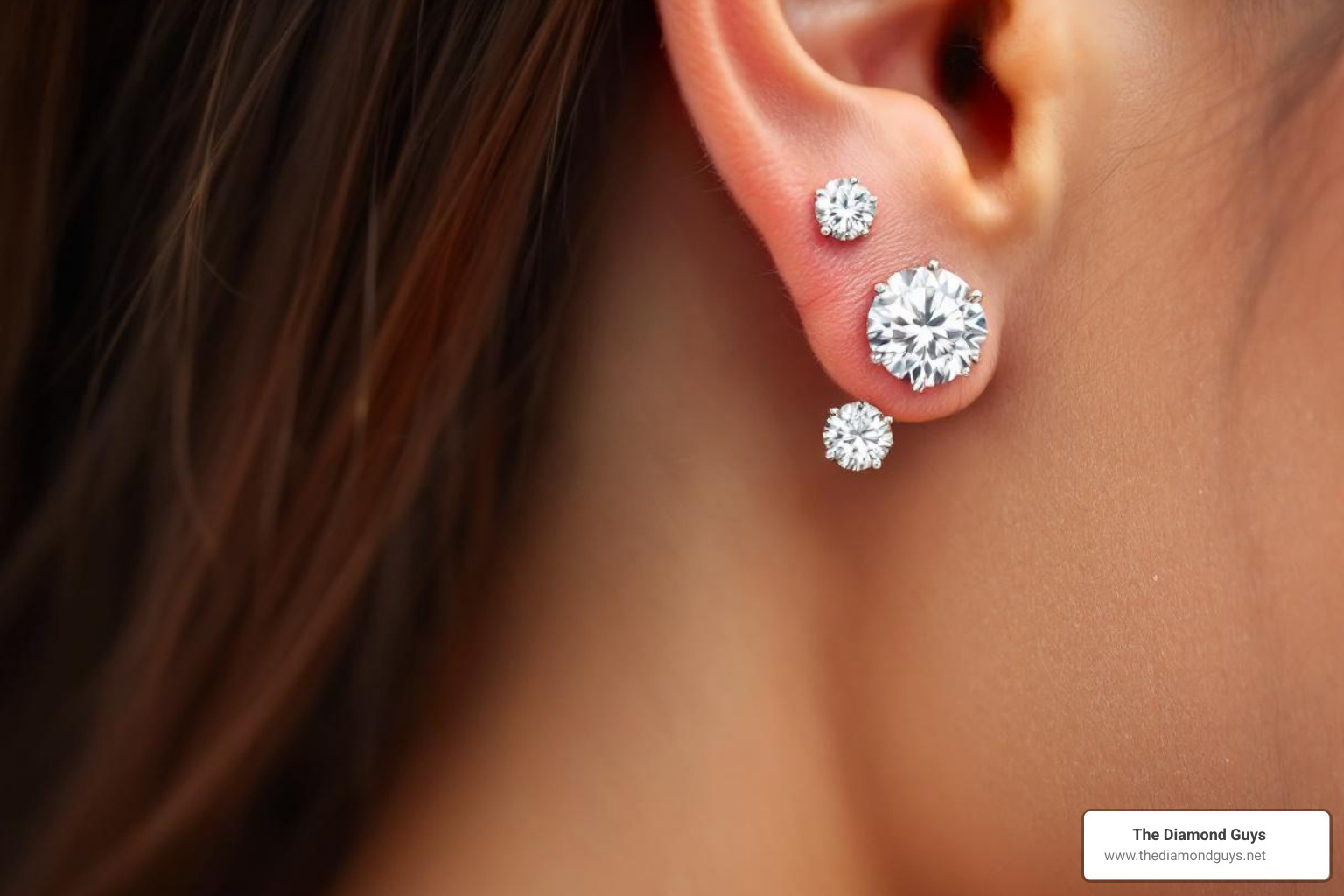 different carat sizes on an ear - high quality diamond studs different carat sizes on an ear - high quality diamond studs