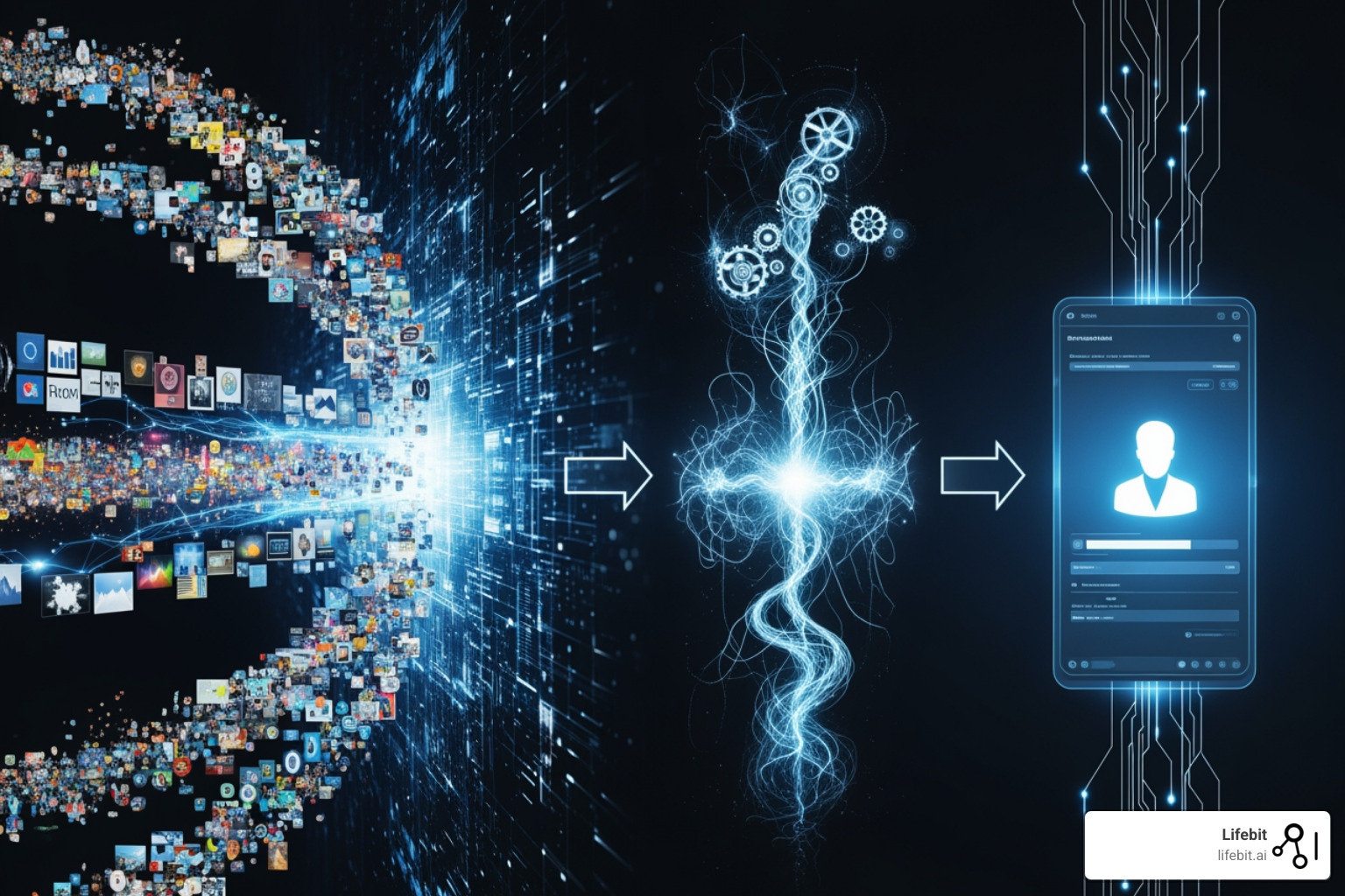 workflow of Lifebit’s entity resolution software from ingestion to a unified profile - entity resolution software