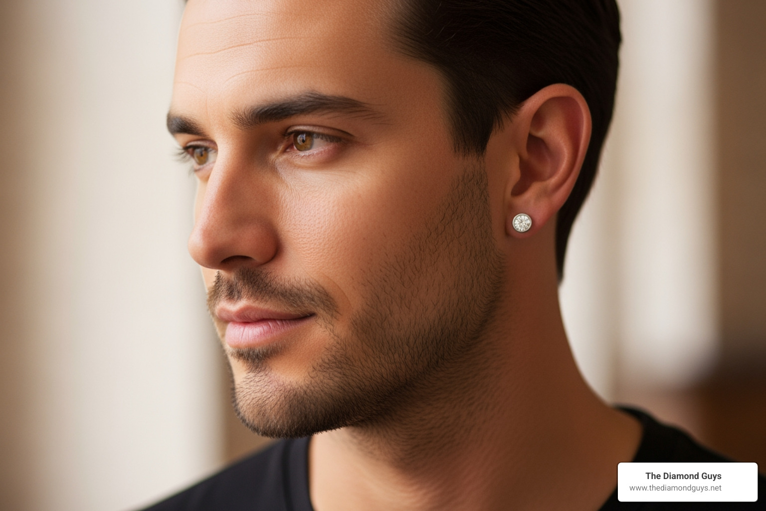 man wearing diamond stud earrings - diamond stud earrings for men