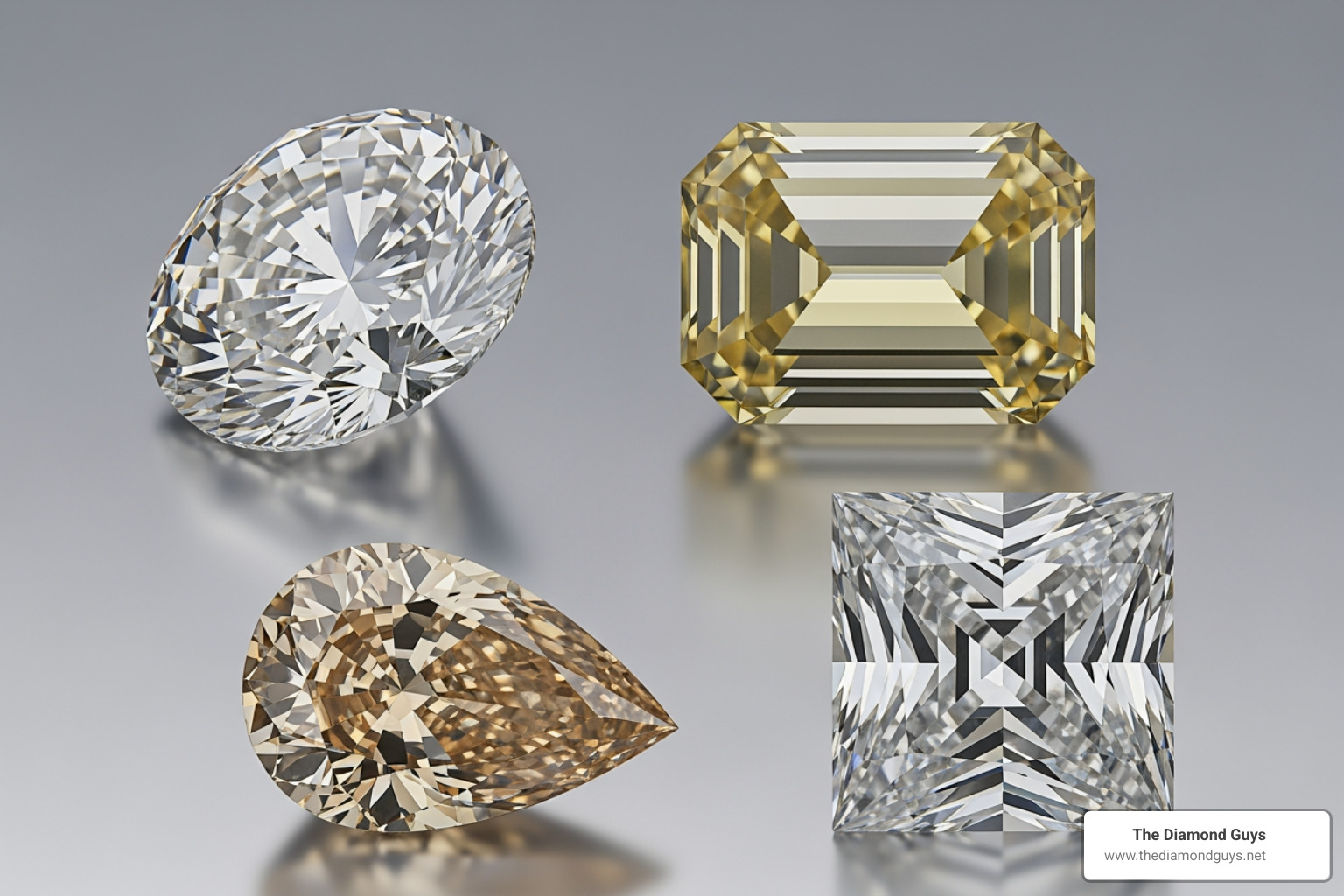 Four diamonds showing differences in cut, color, and clarity - 1 carat man made diamond price Four diamonds showing differences in cut, color, and clarity - 1 carat man made diamond price