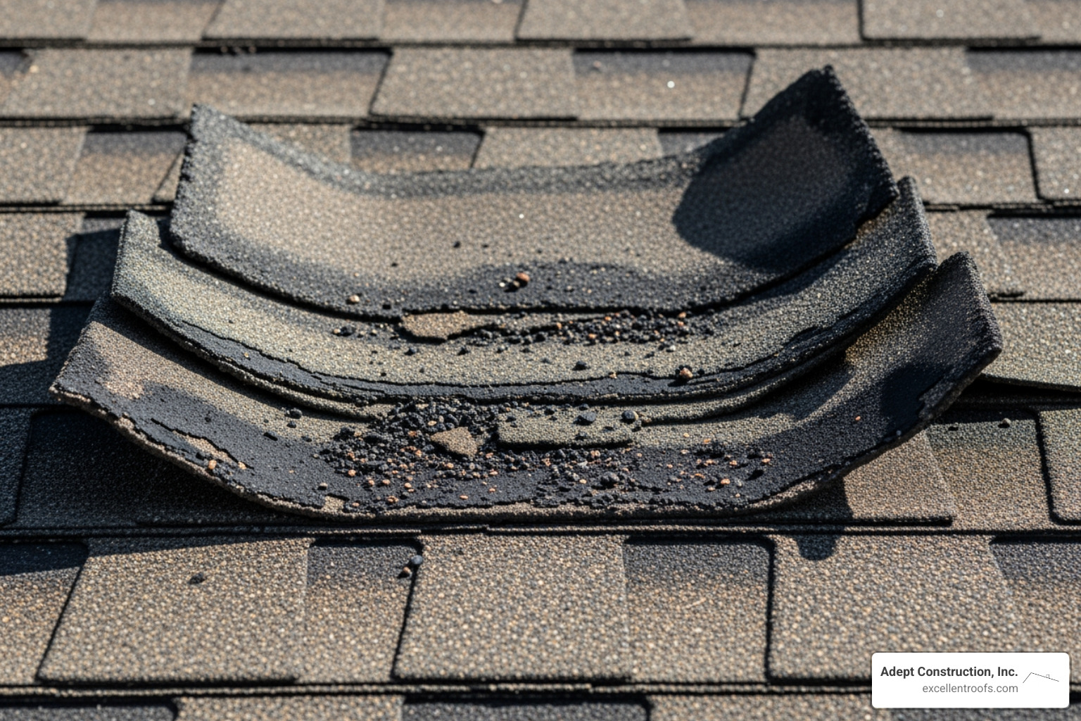 damaged asphalt shingles with curling and missing granules - residential roofing replacement services damaged asphalt shingles with curling and missing granules - residential roofing replacement services