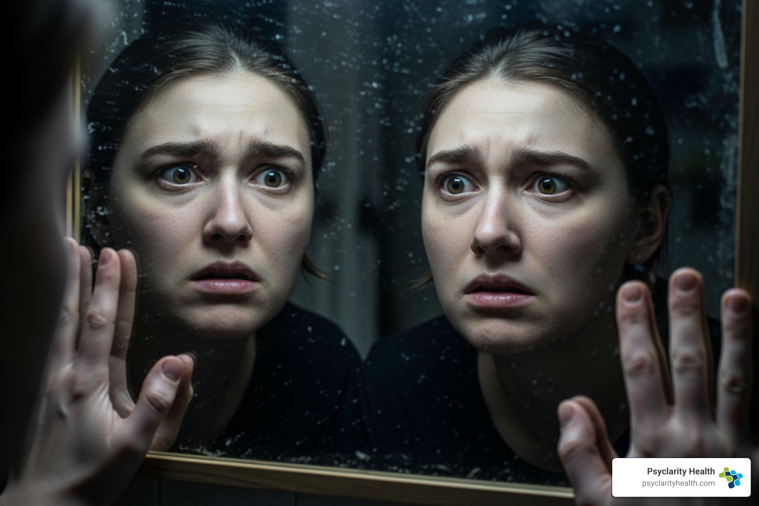 A person looking confused and distressed in a mirror - how to break a trauma bond with a narcissist A person looking confused and distressed in a mirror - how to break a trauma bond with a narcissist