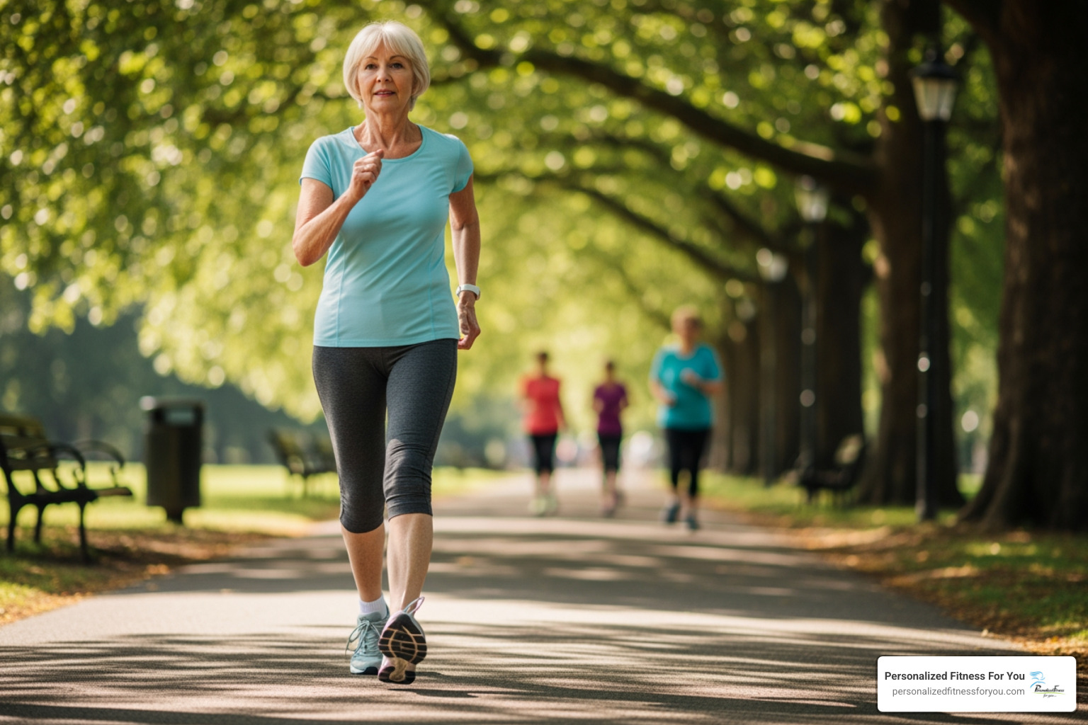 woman briskly walking through a park - weight bearing activities for osteoporosis woman briskly walking through a park - weight bearing activities for osteoporosis