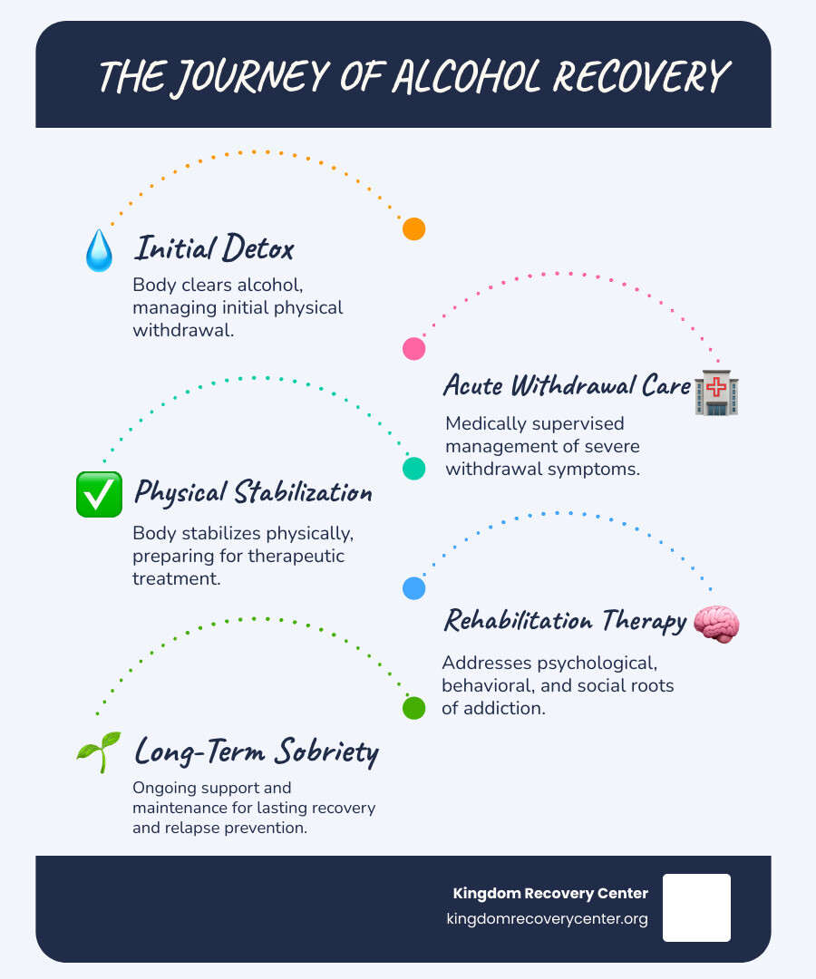 infographic showing the stages of alcohol recovery from initial detox through acute withdrawal, stabilization, rehabilitation therapy, and long-term maintenance with ongoing support - alcohol detox and rehab infographic infographic-line-5-steps-blues-accent_colors infographic showing the stages of alcohol recovery from initial detox through acute withdrawal, stabilization, rehabilitation therapy, and long-term maintenance with ongoing support - alcohol detox and rehab infographic infographic-line-5-steps-blues-accent_colors