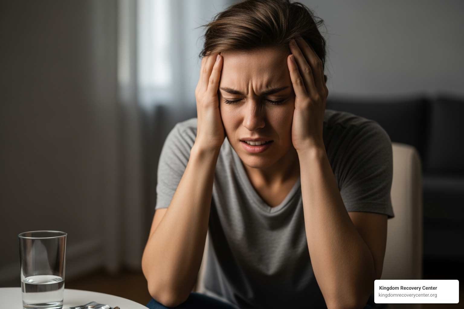 person experiencing alcohol withdrawal symptoms like headache and anxiety - alcohol detox and rehab person experiencing alcohol withdrawal symptoms like headache and anxiety - alcohol detox and rehab