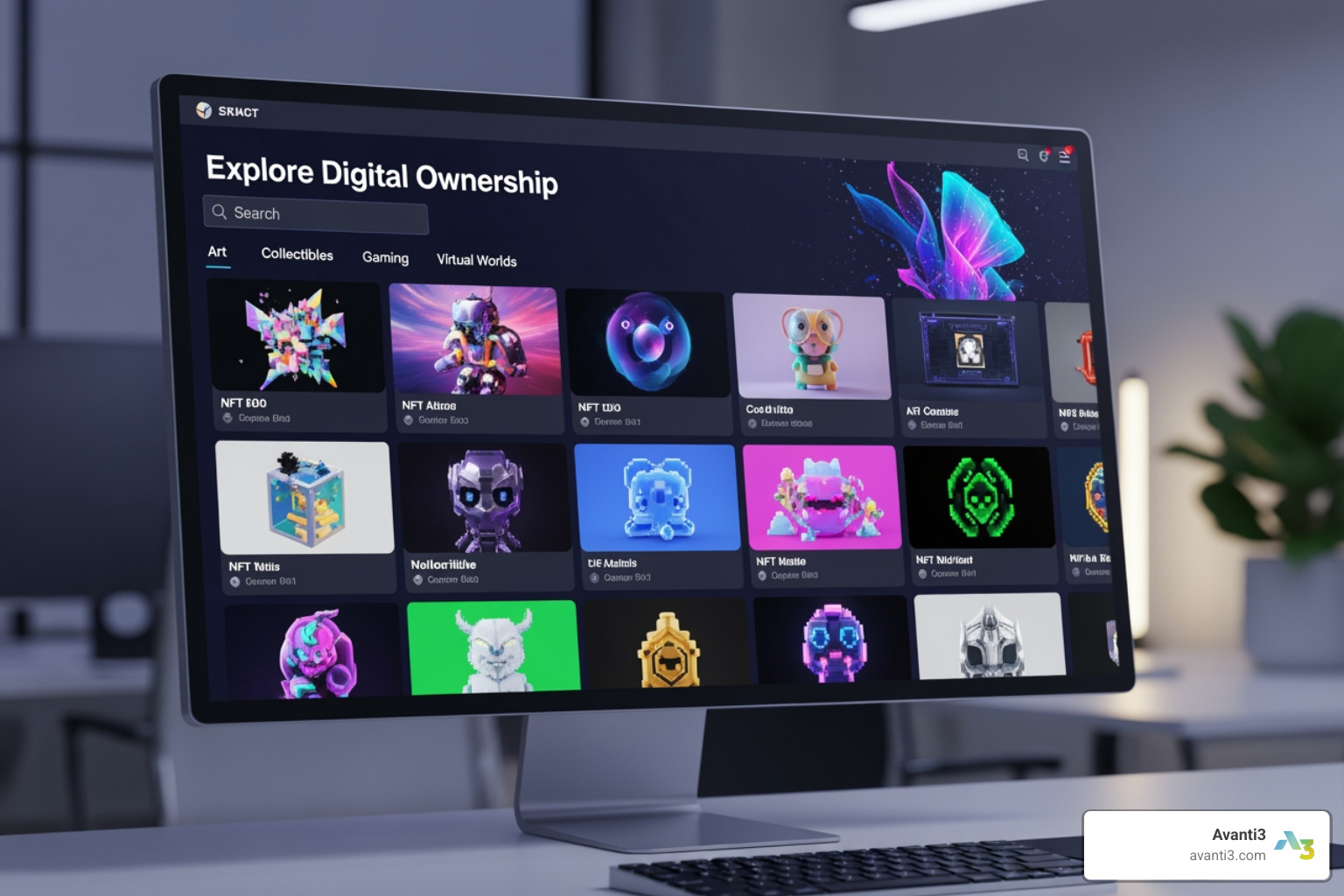 modern NFT marketplace interface with diverse collections - trending nft marketplace