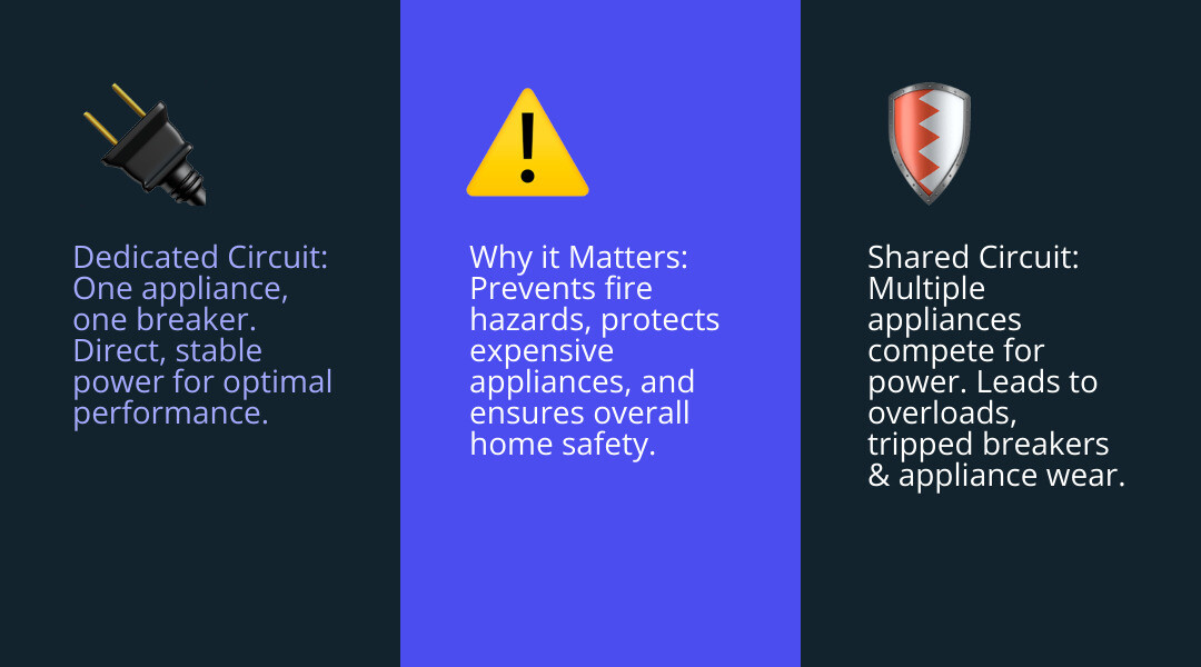 infographic showing dedicated circuit powering one appliance versus shared circuit with multiple appliances causing overload and tripped breaker - dedicated circuit cost infographic 3_facts_emoji_blue infographic showing dedicated circuit powering one appliance versus shared circuit with multiple appliances causing overload and tripped breaker - dedicated circuit cost infographic 3_facts_emoji_blue