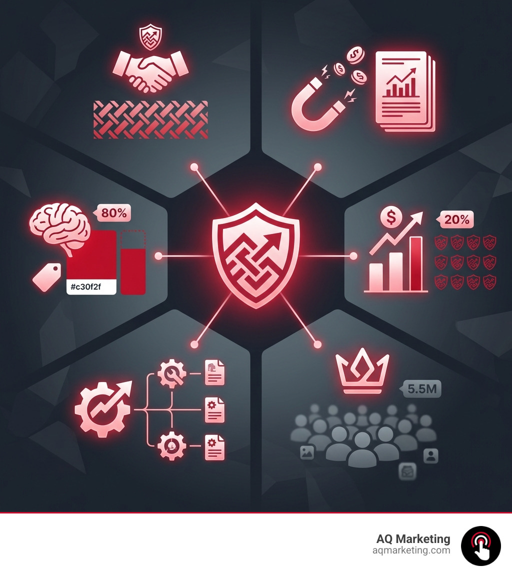 Infographic showing the key benefits of professional branding for startups: builds trust and credibility with a cohesive visual identity, attracts investors with polished presentation materials, increases brand recognition by 80% through signature colors, boosts revenue by 20% through consistent brand presentation, creates scalable systems with comprehensive brand guidelines, and differentiates from 5.5 million annual competitors with unique positioning - startup branding packages infographic Infographic showing the key benefits of professional branding for startups: builds trust and credibility with a cohesive visual identity, attracts investors with polished presentation materials, increases brand recognition by 80% through signature colors, boosts revenue by 20% through consistent brand presentation, creates scalable systems with comprehensive brand guidelines, and differentiates from 5.5 million annual competitors with unique positioning - startup branding packages infographic