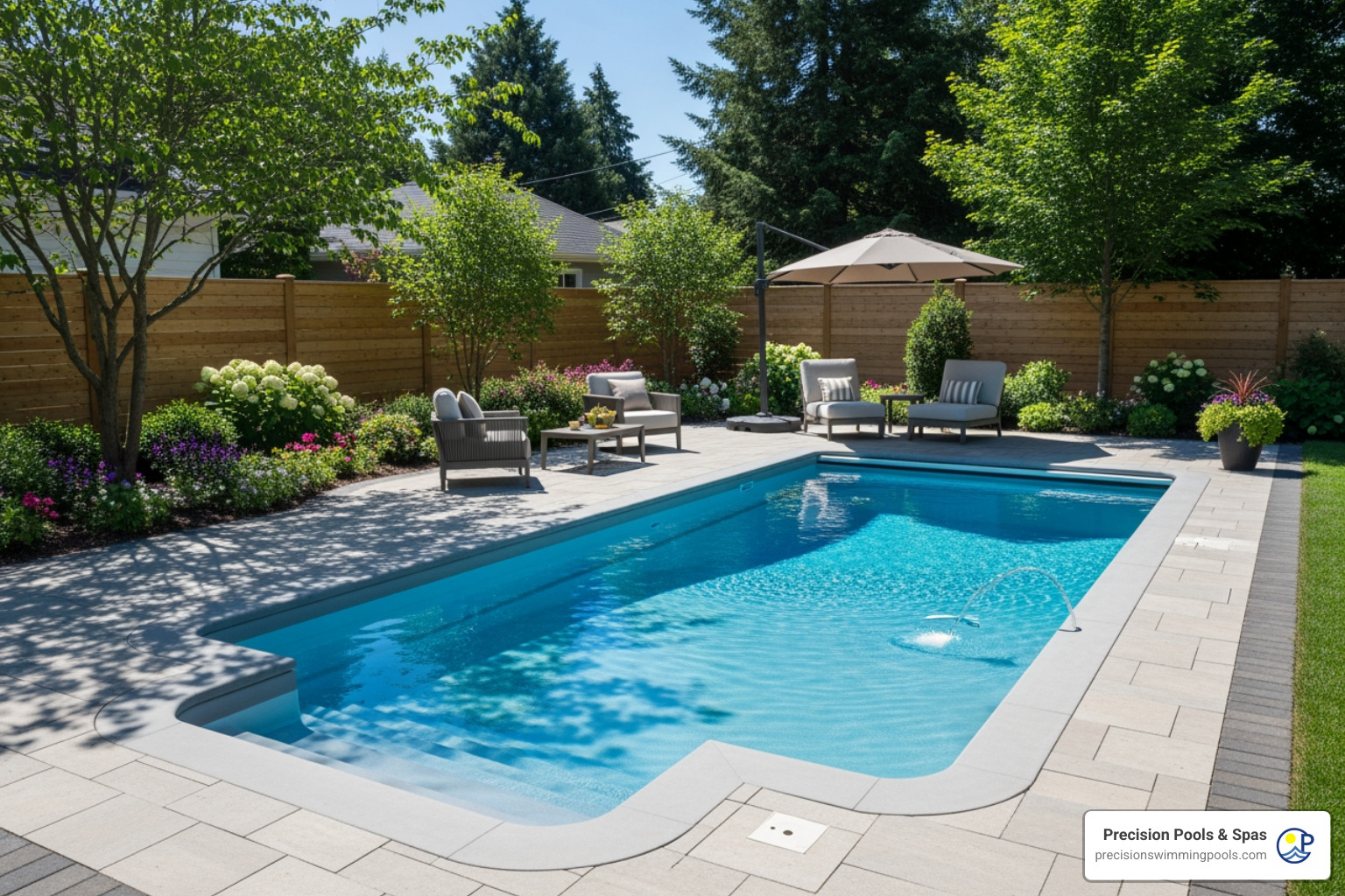 Professional pool builder consulting with a homeowner in their backyard - Fiberglass Pool Companies Professional pool builder consulting with a homeowner in their backyard - Fiberglass Pool Companies