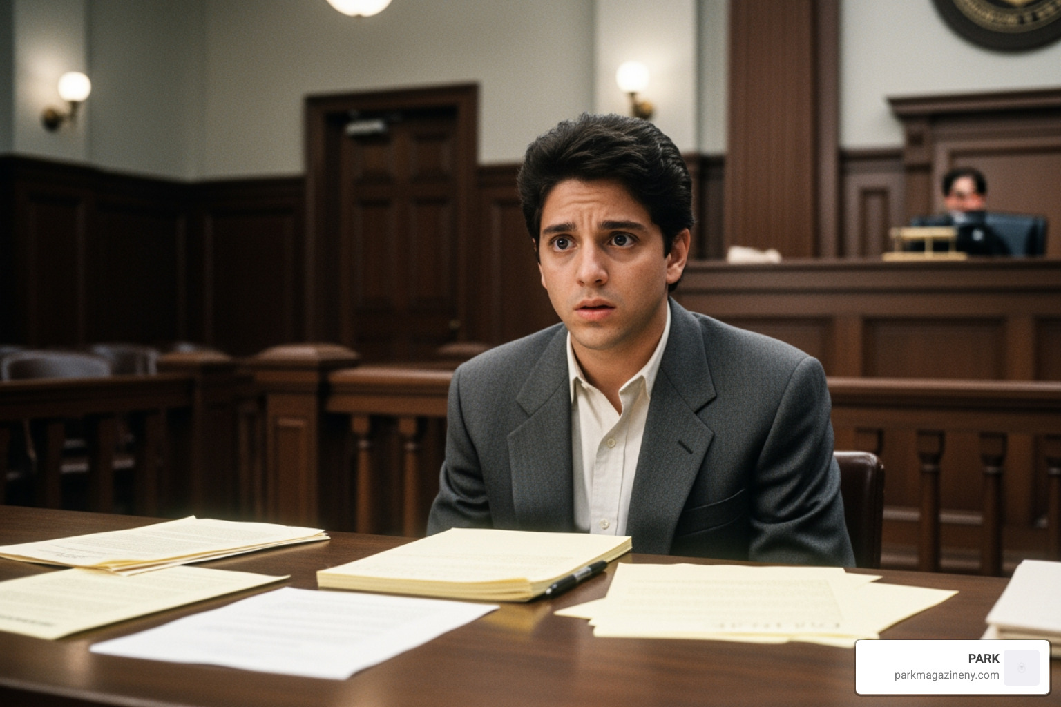 Ralph Macchio in a courtroom scene, reminiscent of My Cousin Vinny - ralph macchio