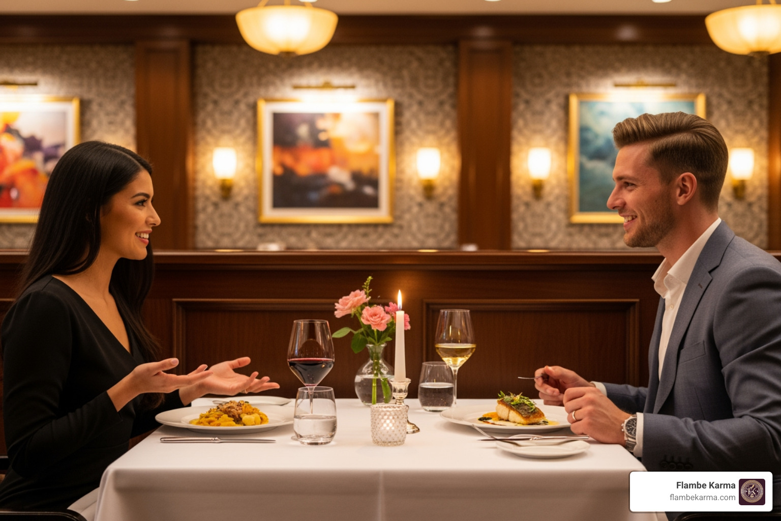 couple dining in beautifully designed space - dinner date spots