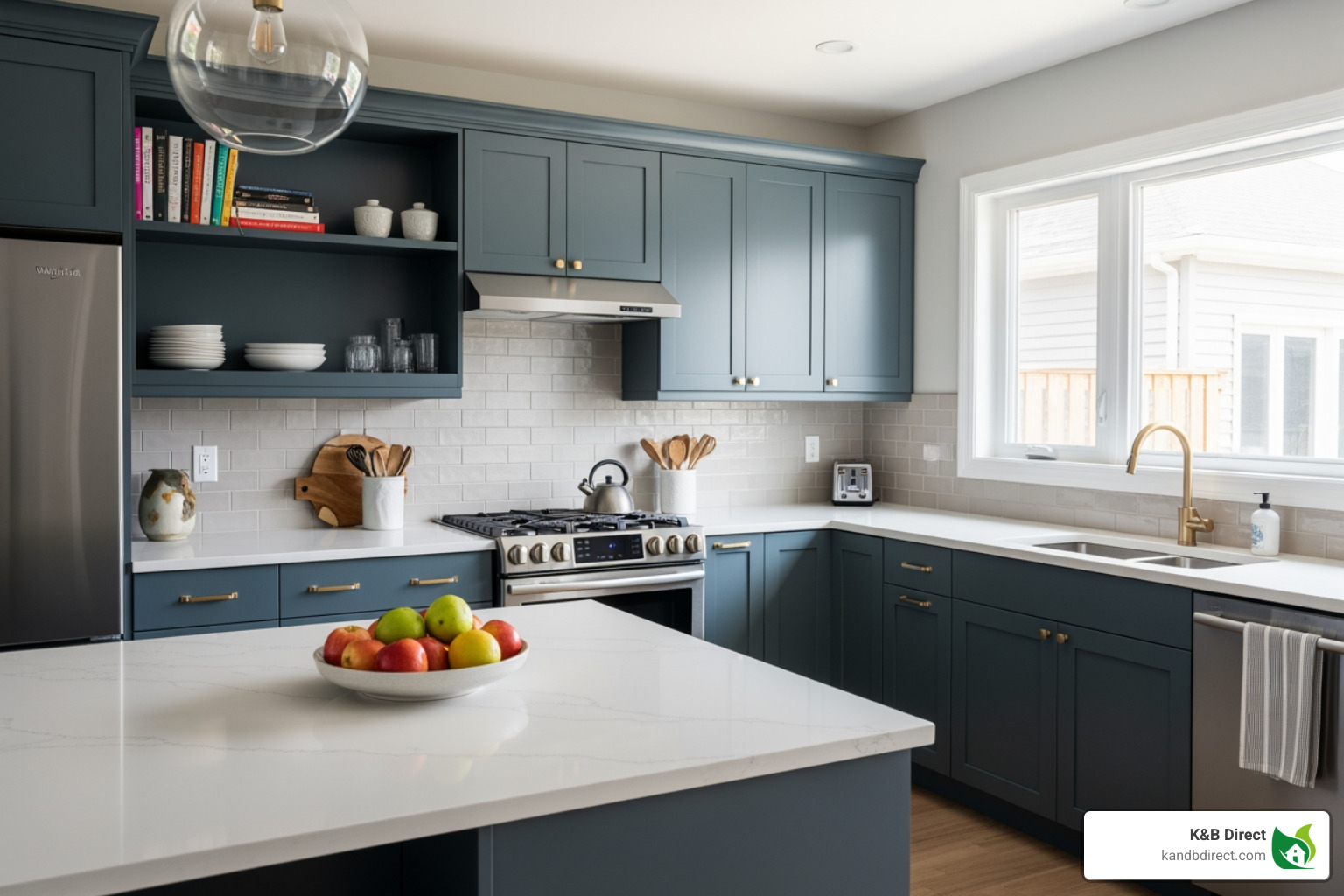 stylishly refaced kitchen cabinets with new hardware - Kitchen cabinets Glenview IL
