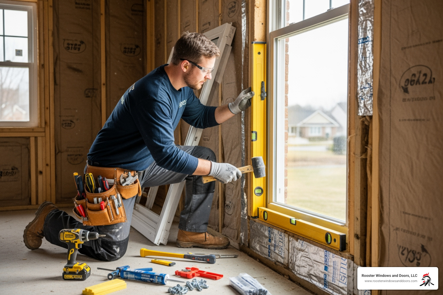 certified installer carefully fitting a new window into a frame - affordable window replacement certified installer carefully fitting a new window into a frame - affordable window replacement