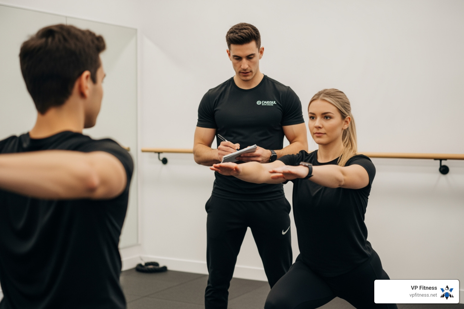 fitness professional conducting a movement assessment with a client - Tailored fitness program