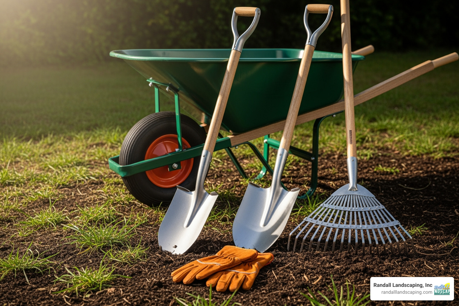 essential mulching tools like a wheelbarrow, shovel, rake, and gloves - installing mulch beds essential mulching tools like a wheelbarrow, shovel, rake, and gloves - installing mulch beds