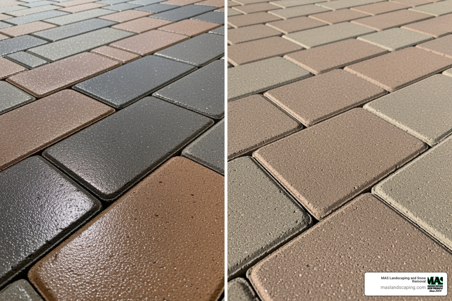 Comparison of a wet-look finish and a natural-look finish on concrete pavers - sealing concrete paver patio