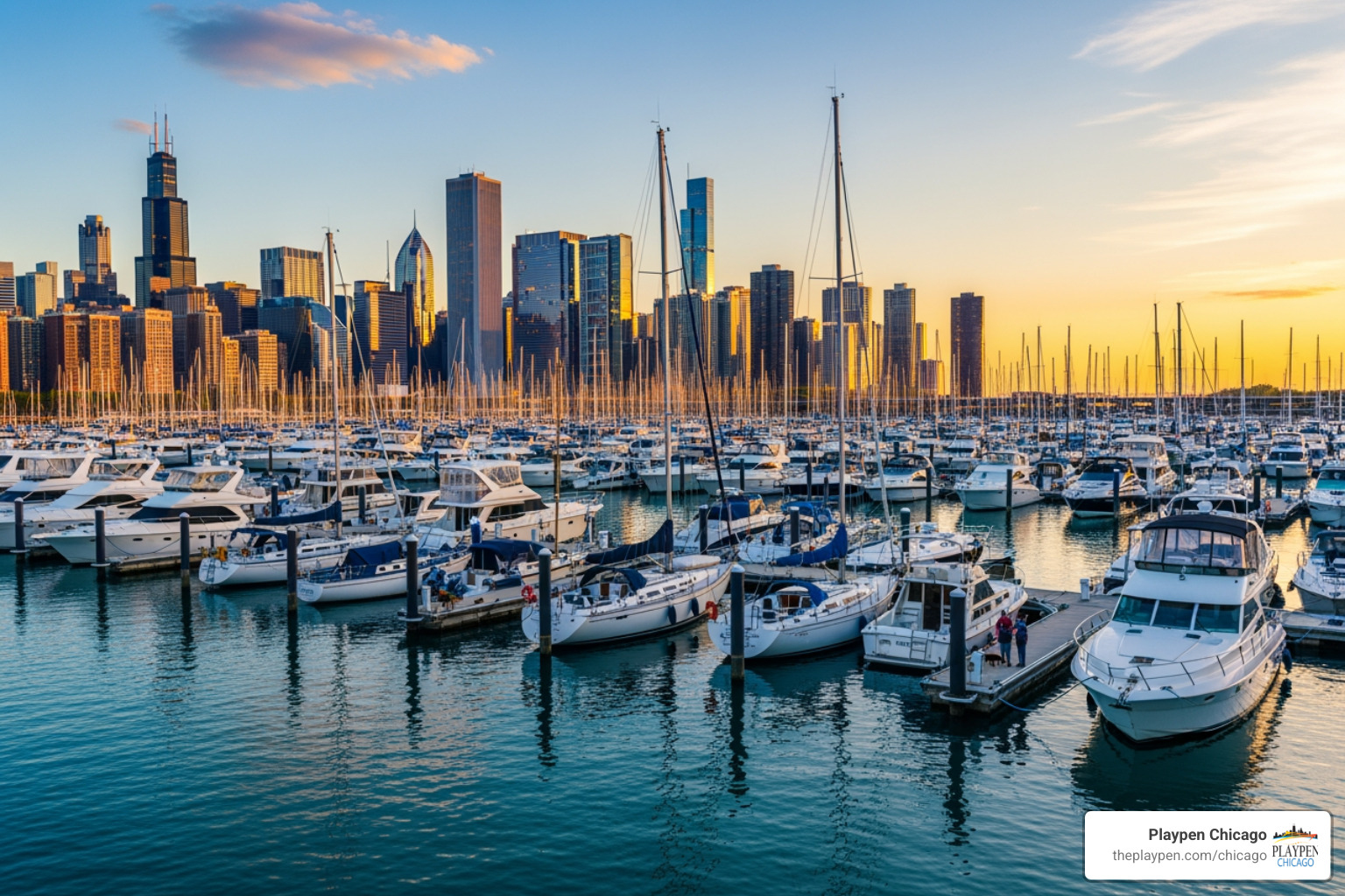 boats docked at Monroe Harbor - Chicago boating conditions boats docked at Monroe Harbor - Chicago boating conditions