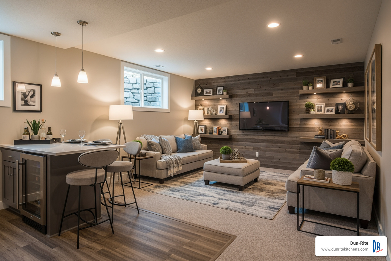 family enjoying a basement home theater - basement finishing Castle Rock