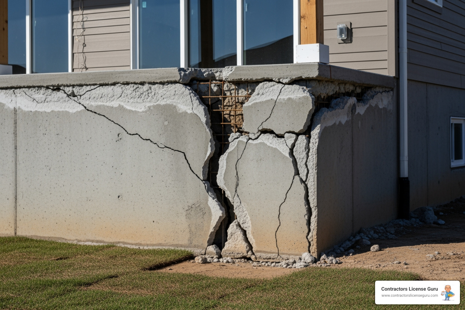 cracked foundation on a new home build - builders registration check