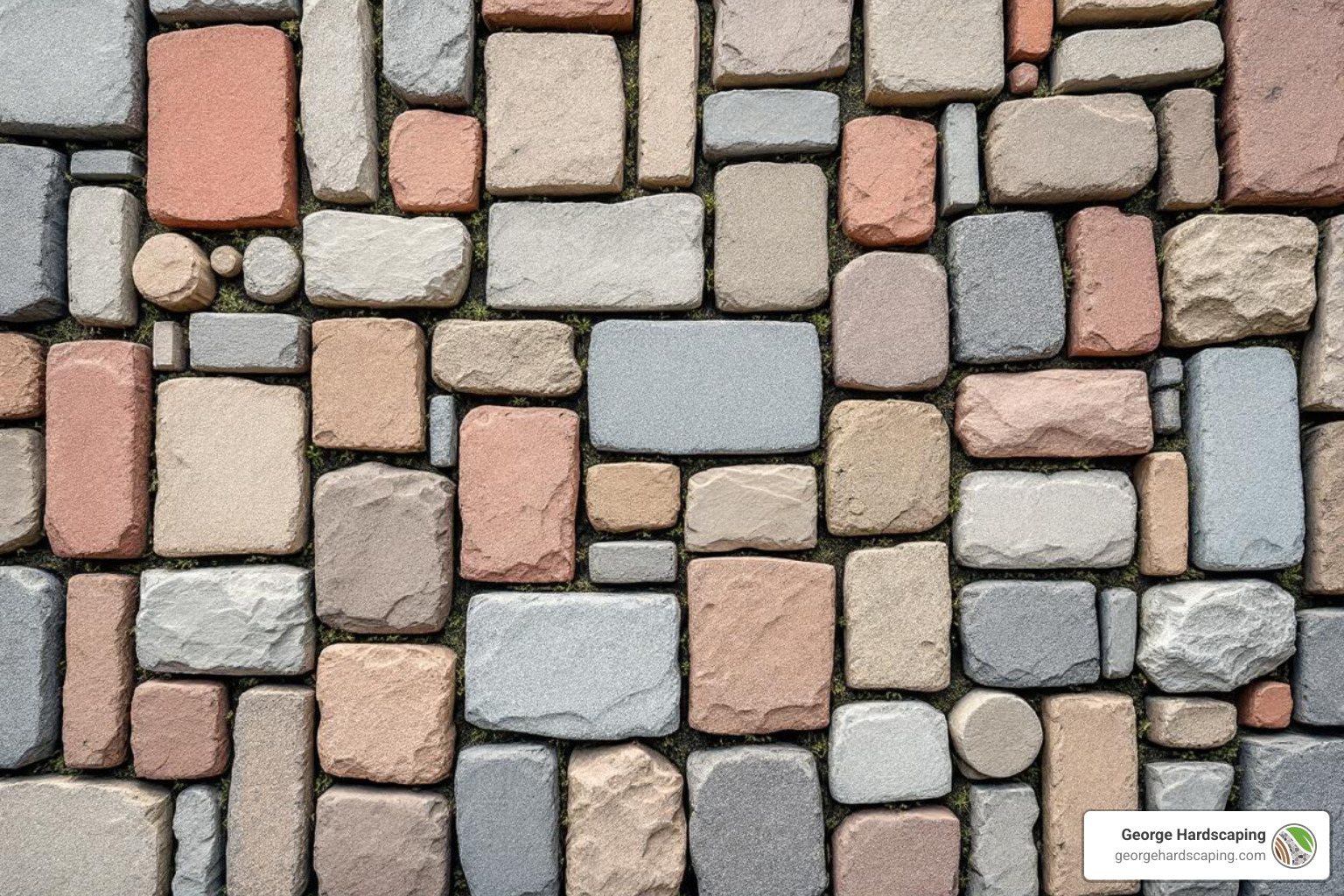 Selection of driveway paver stones in various shapes, colors, and textures - driveway paver stones