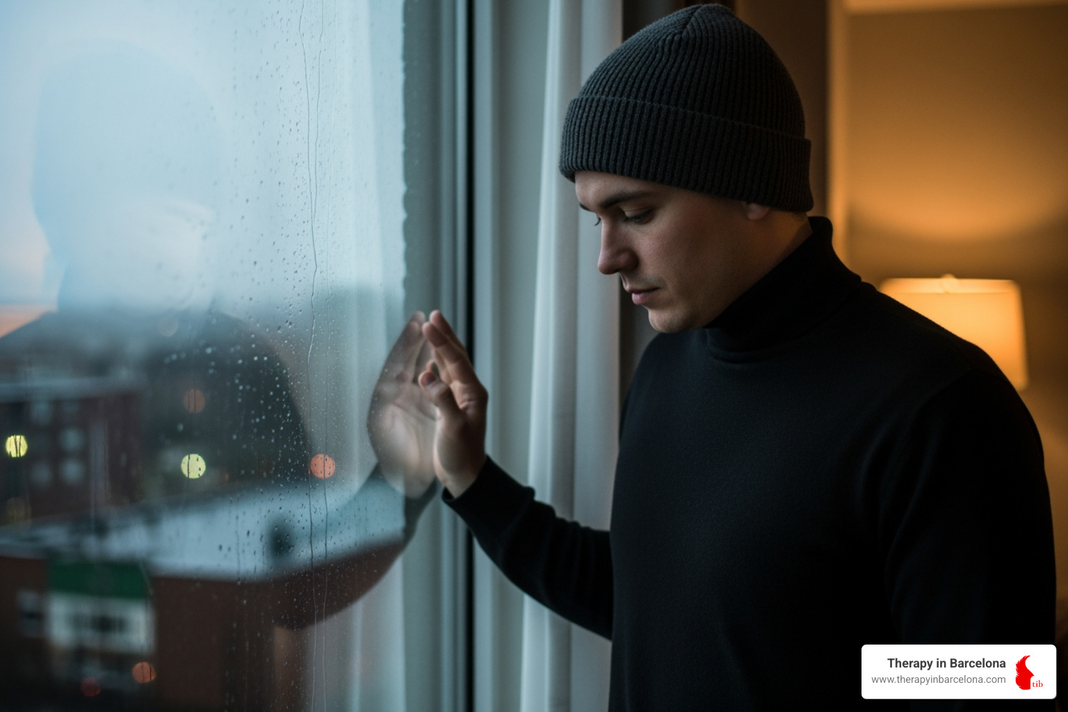 A person looking out a window, reflecting - what to discuss in therapy A person looking out a window, reflecting - what to discuss in therapy