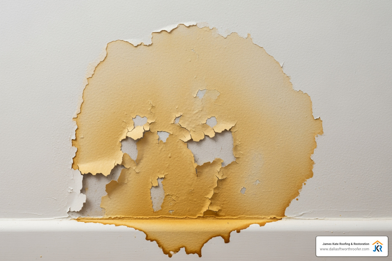 water seeping into drywall, causing a visible stain and slight bubbling of the paint - emergency water remediation water seeping into drywall, causing a visible stain and slight bubbling of the paint - emergency water remediation