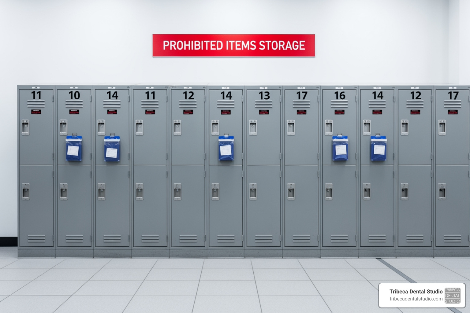 Lockers for prohibited items - New York crown