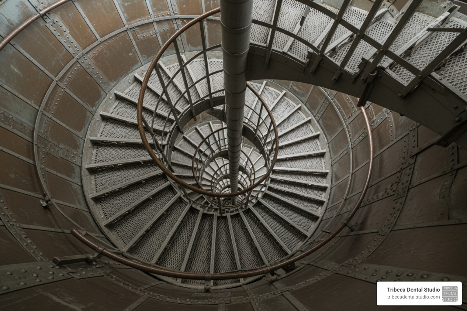 Narrow spiral staircase inside the Statue of Liberty - New York crown