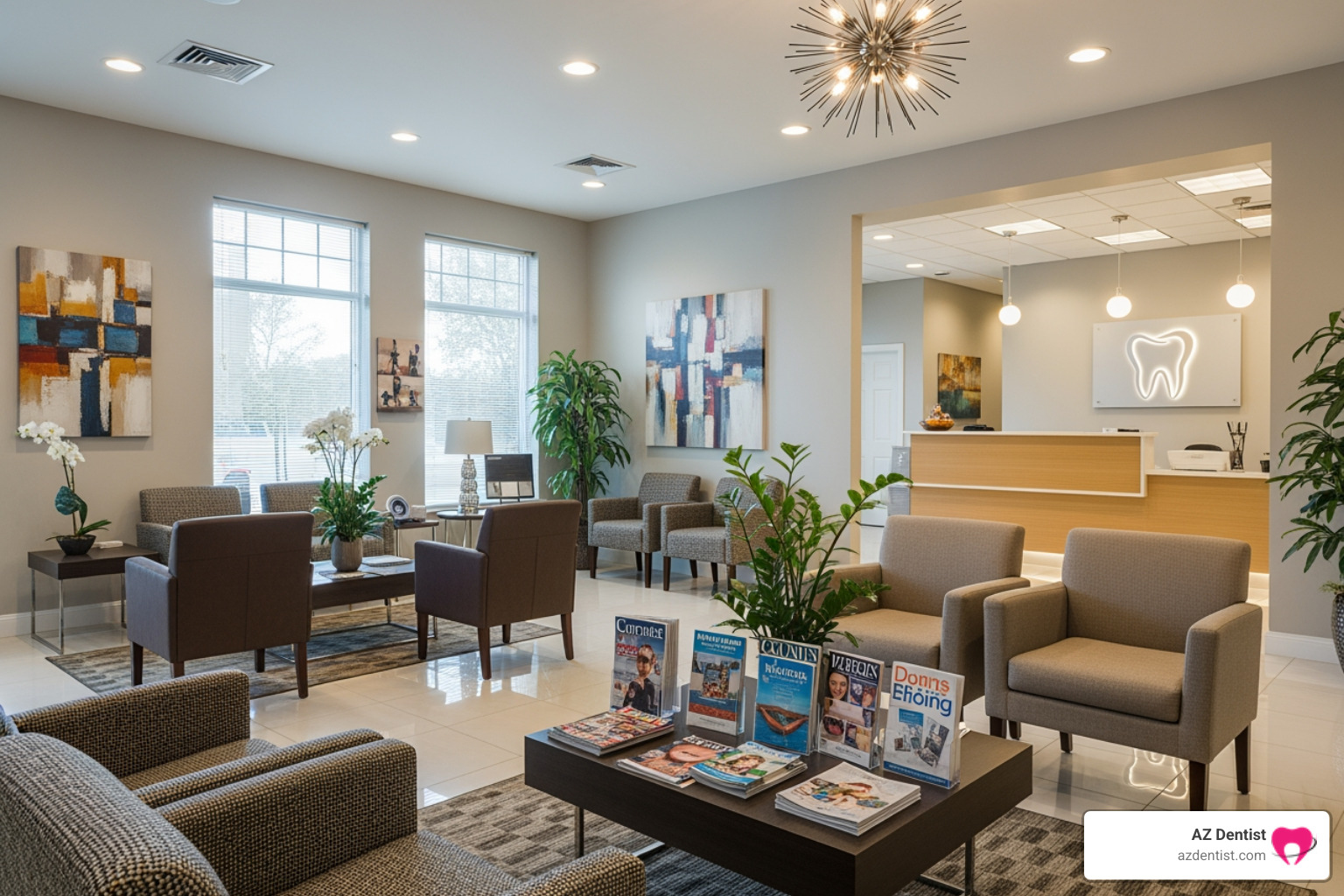 Comfortable, modern dental office waiting room - Arizona Dentist General & Reputation