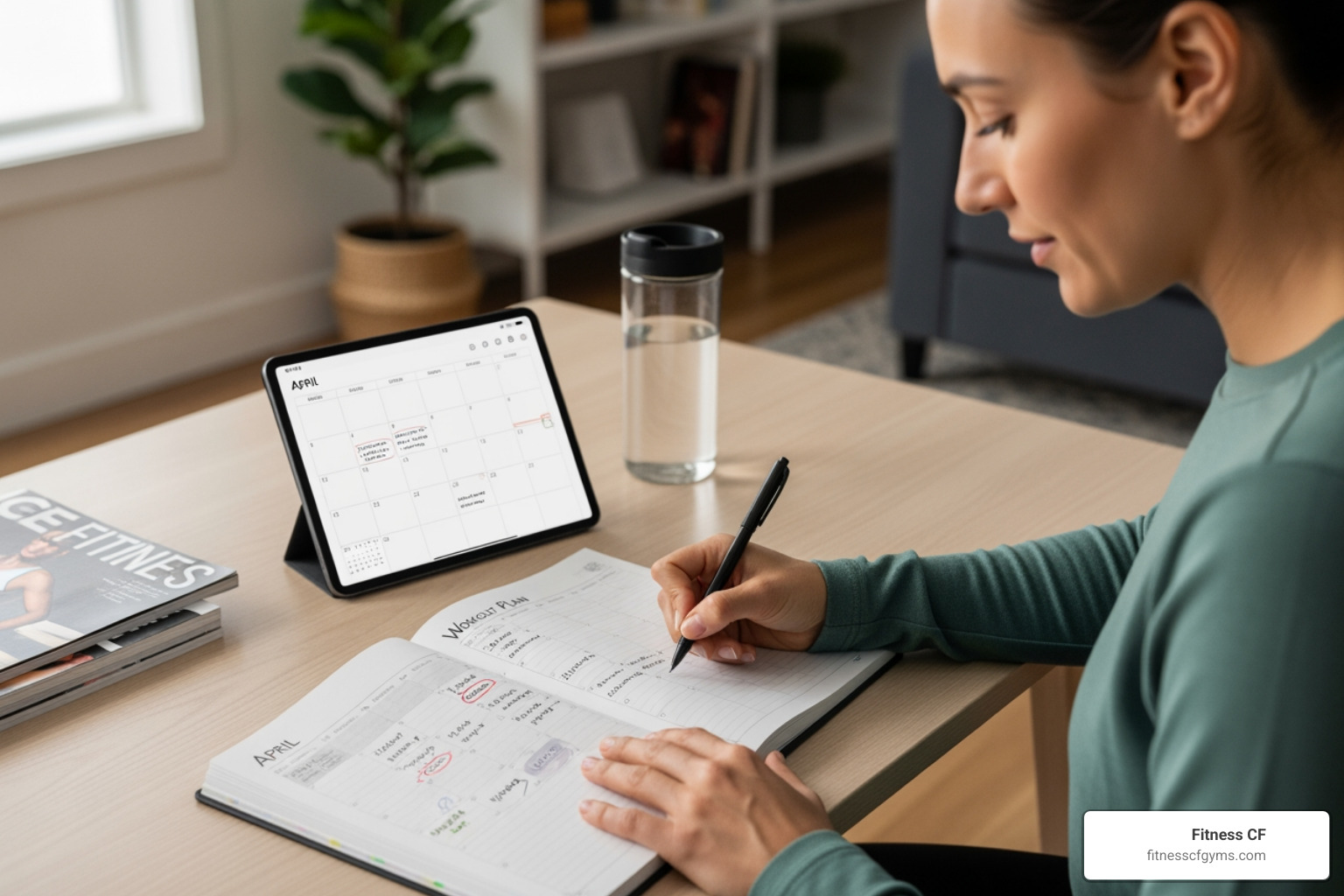 person planning their workout on a calendar - 30 day fitness plan person planning their workout on a calendar - 30 day fitness plan