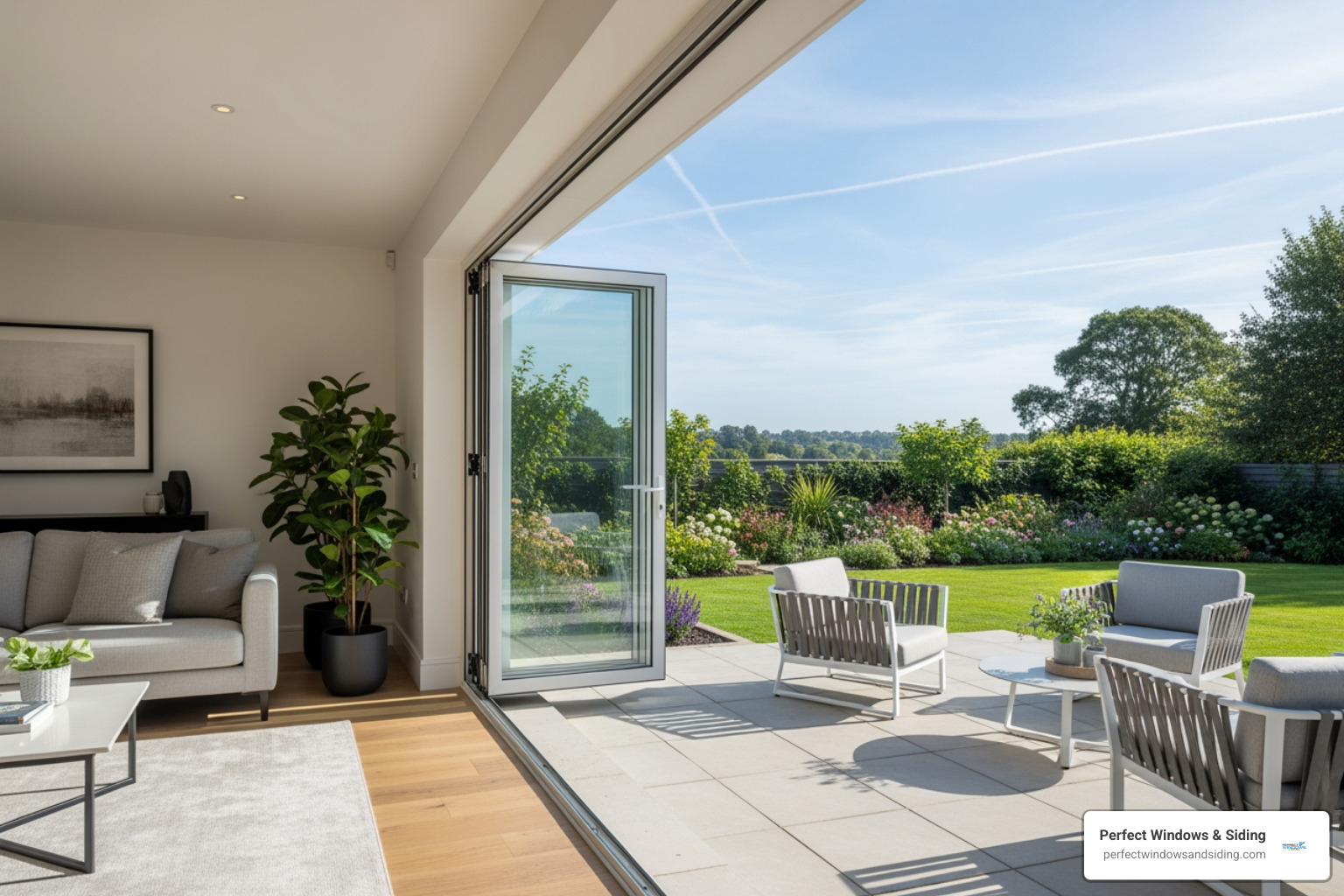 wide-open bifold patio door - patio doors Chicago