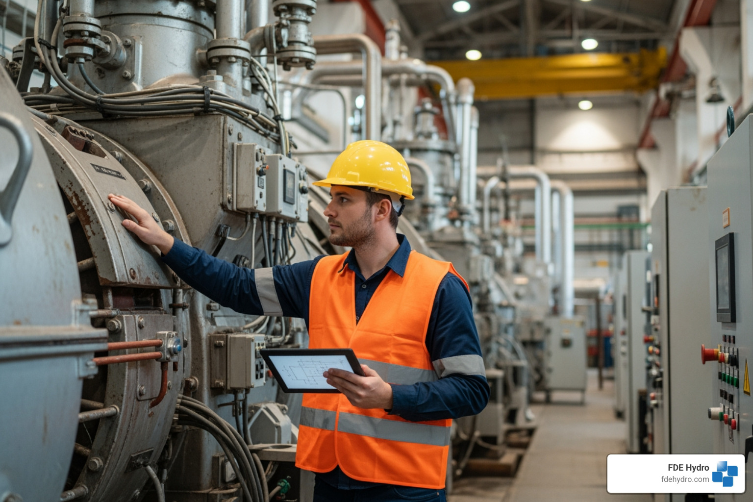 technician inspecting a generator - component changeout technician inspecting a generator - component changeout